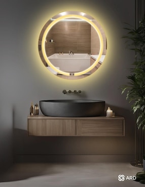 Espejo redondo Ard para baño con luz led Glanz HaloGlow