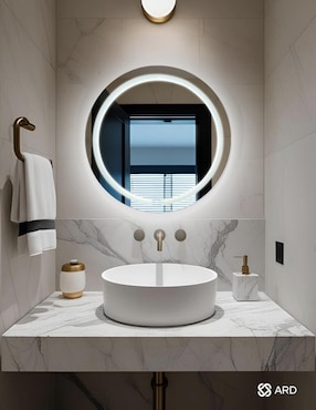 Espejo redondo Ard para baño con luz led Glanz HaloGlow