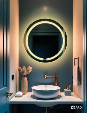 Espejo redondo Ard para baño con luz led Glanz HaloGlow