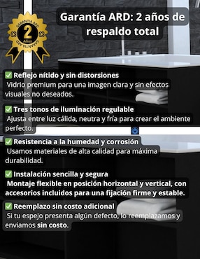 Espejo redondo Ard para baño con luz led Glanz HaloGlow