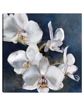 Cuadro decorativo Orquídea sobre azul técnica mixta Cuadros Jr Floral
