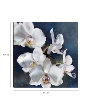 Cuadro decorativo Orquídea sobre azul técnica mixta Cuadros Jr Floral