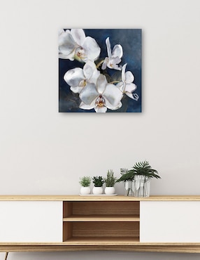 Cuadro decorativo Orquídea sobre azul técnica mixta Cuadros Jr Floral