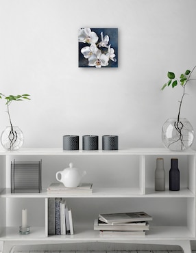 Cuadro decorativo Orquídea sobre azul técnica mixta Cuadros Jr Floral