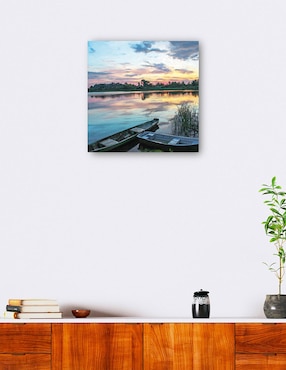 Cuadro decorativo Atardecer junto al lago técnica mixta Cuadros Jr Crepúsculo
