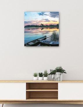 Cuadro decorativo Atardecer junto al lago técnica mixta Cuadros Jr Crepúsculo
