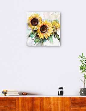 Cuadro decorativo Trío de Girasoles técnica mixta Cuadros Jr Botánico