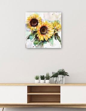 Cuadro decorativo Trío de Girasoles técnica mixta Cuadros Jr Botánico