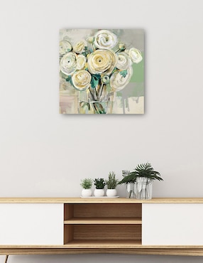 Cuadro decorativo Recolectando Ranúnculos técnica mixta Cuadros Jr Arreglo Floral