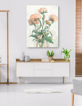 Cuadro decorativo Peonías De Melocotón técnica mixta Cuadros Jr Floreros