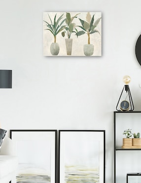 Cuadro decorativo Trío verde técnica mixta Cuadros Jr Macetas