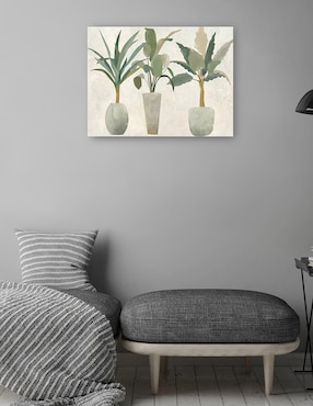Cuadro decorativo Trío verde técnica mixta Cuadros Jr Macetas