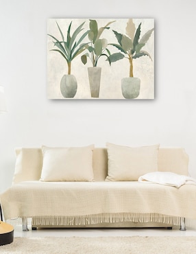 Cuadro decorativo Trío verde técnica mixta Cuadros Jr Macetas