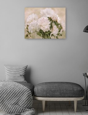 Cuadro decorativo Peonias blancas técnica mixta Cuadros Jr Arreglo floral