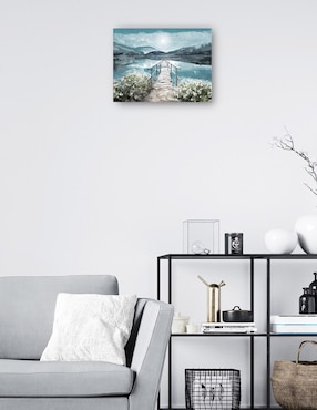 Cuadro decorativo Luz del Amanecer Junto al Lago técnica mixta Cuadros Jr Muelles