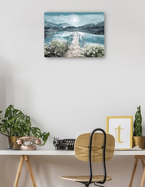 Cuadro decorativo Luz del Amanecer Junto al Lago técnica mixta Cuadros Jr Muelles