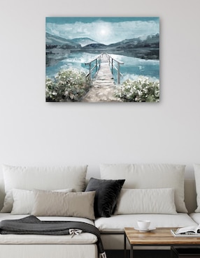 Cuadro decorativo Luz del Amanecer Junto al Lago técnica mixta Cuadros Jr Muelles