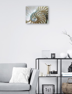 Cuadro decorativo Nautilo dorado técnica mixta Cuadros Jr Playas