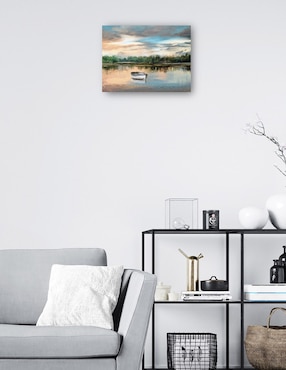 Cuadro decorativo Bote de remos junto al lago técnica mixta Cuadros Jr Lagos