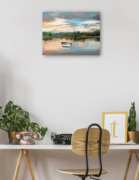 Cuadro decorativo Bote de remos junto al lago técnica mixta Cuadros Jr Lagos