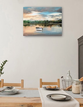 Cuadro decorativo Bote de remos junto al lago técnica mixta Cuadros Jr Lagos