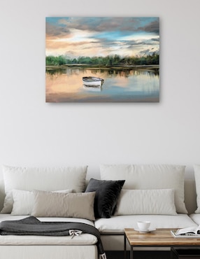 Cuadro decorativo Bote de remos junto al lago técnica mixta Cuadros Jr Lagos
