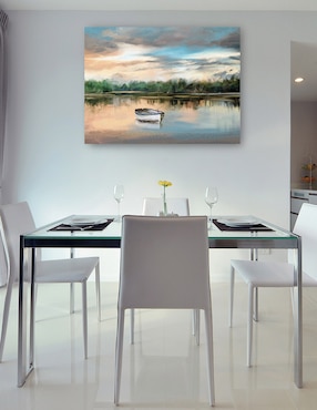 Cuadro decorativo Bote de remos junto al lago técnica mixta Cuadros Jr Lagos