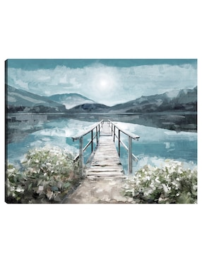 Cuadro decorativo Luz del amanecer junto al lago técnica mixta Cuadros Jr Muelles