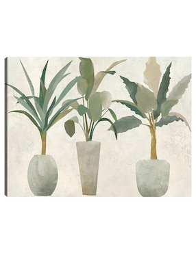 Cuadro decorativo Trío verde técnica mixta Cuadros Jr Macetas