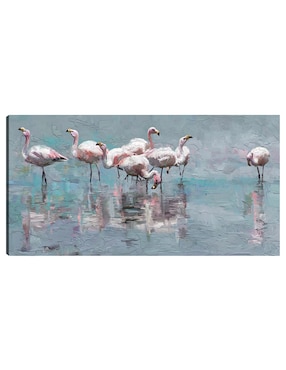 Cuadro decorativo Fiesta de flamencos técnica mixta Cuadros Jr Aves Silvestres