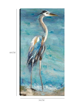 Cuadro decorativo Garza Costera I REV técnica mixta Cuadros Jr Aves Silvestres
