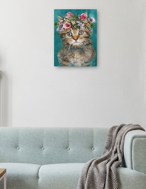 Cuadro decorativo Gatito del poder de la Flor III técnica mixta Cuadros Jr Animales Domésticos