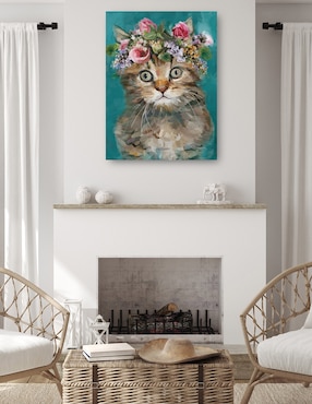 Cuadro decorativo Gatito del poder de la Flor III técnica mixta Cuadros Jr Animales Domésticos