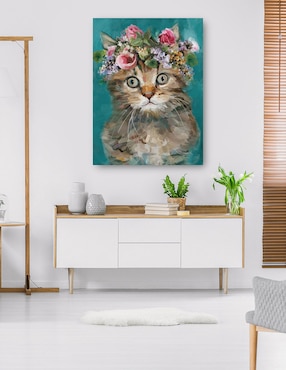 Cuadro decorativo Gatito del poder de la Flor III técnica mixta Cuadros Jr Animales Domésticos