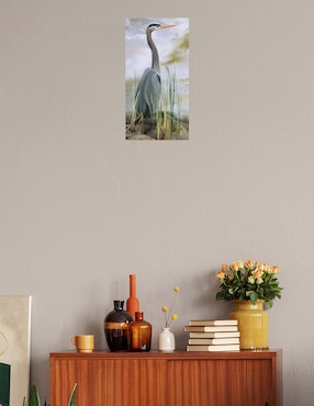 Cuadro decorativo Garza azul técnica mixta Cuadros Jr Aves Silvestres