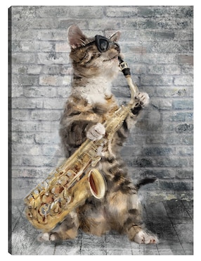 Cuadro Decorativo Gatos De Jazz IV Técnica Mixta Cuadros Jr Animales Domésticos