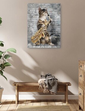 Cuadro decorativo Gatos de Jazz IV técnica mixta Cuadros Jr Animales Domésticos