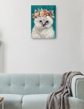 Cuadro decorativo Gatito del poder de la Flor I técnica mixta Cuadros Jr Arreglo Floral