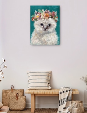 Cuadro decorativo Gatito del poder de la Flor I técnica mixta Cuadros Jr Arreglo Floral
