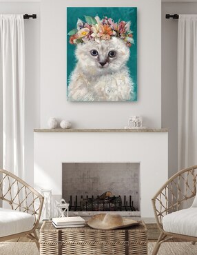 Cuadro decorativo Gatito del poder de la Flor I técnica mixta Cuadros Jr Arreglo Floral