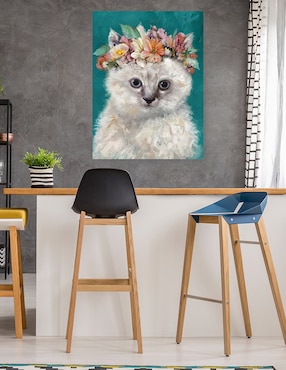 Cuadro decorativo Gatito del poder de la Flor I técnica mixta Cuadros Jr Arreglo Floral
