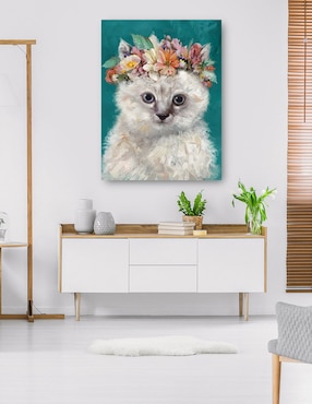 Cuadro decorativo Gatito del poder de la Flor I técnica mixta Cuadros Jr Arreglo Floral