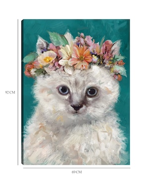 Cuadro decorativo Gatito del poder de la Flor I técnica mixta Cuadros Jr Arreglo Floral