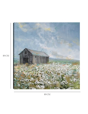 Cuadro decorativo Granero con amapolas blancas técnica mixta Cuadros Jr Primavera