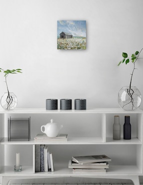 Cuadro decorativo Granero con amapolas blancas técnica mixta Cuadros Jr Primavera