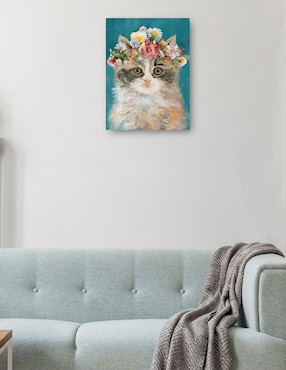 Cuadro decorativo Gatito del poder de la Flor II técnica mixta Cuadros Jr Animales Domésticos