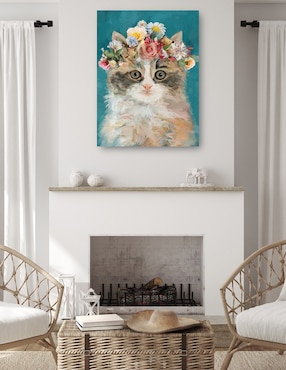 Cuadro decorativo Gatito del poder de la Flor II técnica mixta Cuadros Jr Animales Domésticos