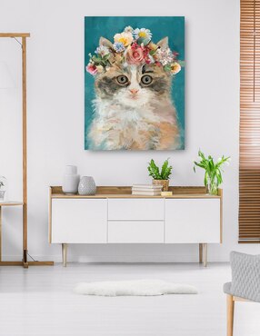 Cuadro decorativo Gatito del poder de la Flor II técnica mixta Cuadros Jr Animales Domésticos