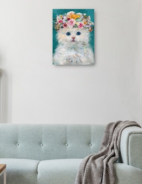 Cuadro decorativo Gatito del poder de la Flor IV técnica mixta Cuadros Jr Animales Domésticos