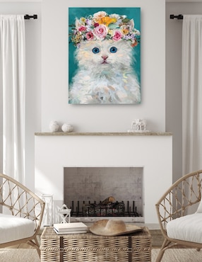 Cuadro decorativo Gatito del poder de la Flor IV técnica mixta Cuadros Jr Animales Domésticos